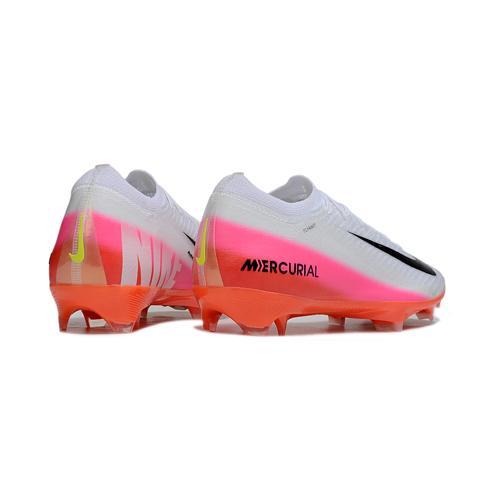 Chuteira Campo Nike Air Zoom Mercurial Vapor 16 Elite FG Branco, Rosa e Laranja