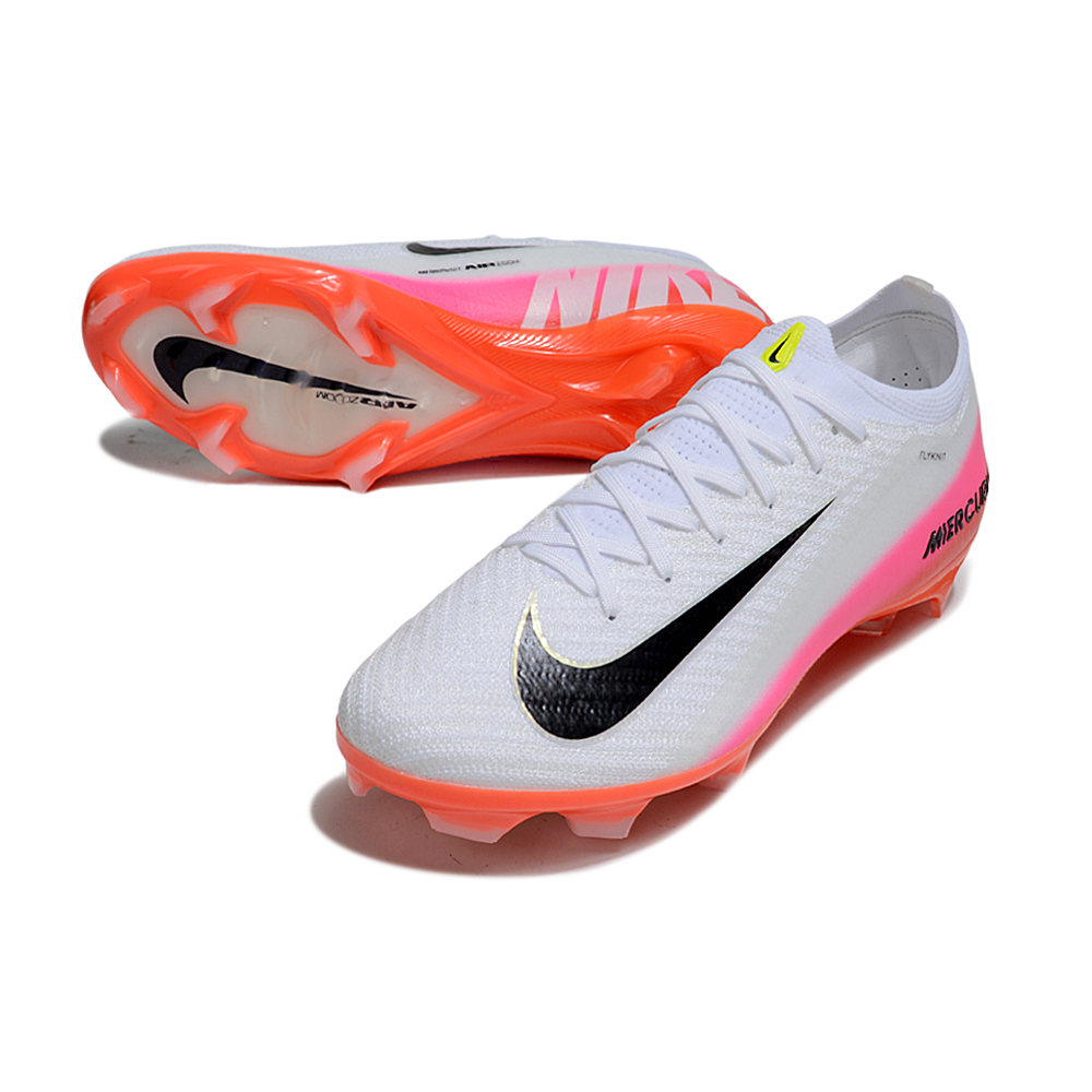 Chuteira Campo Nike Air Zoom Mercurial Vapor 16 Elite FG Branco, Rosa e Laranja