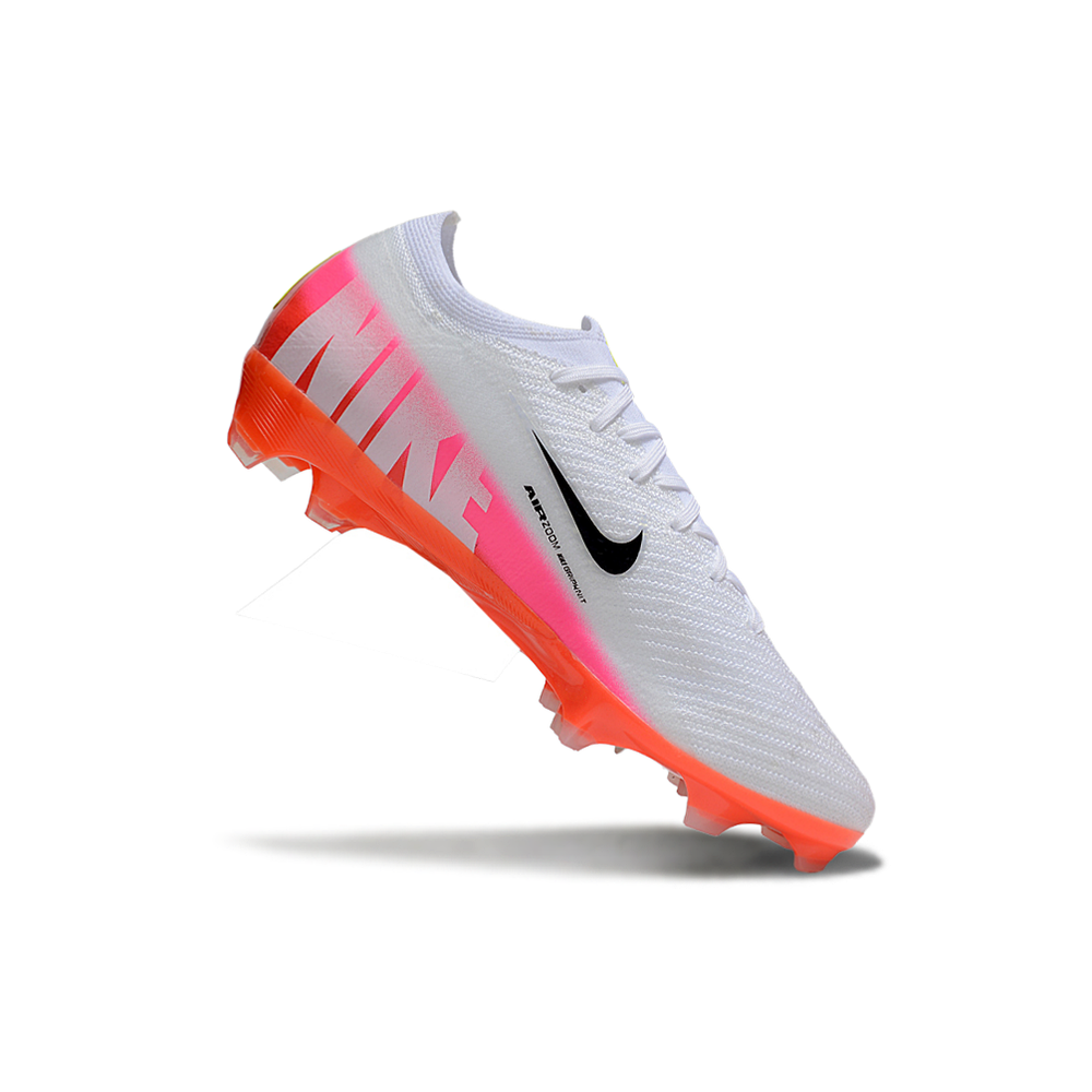 Chuteira Campo Nike Air Zoom Mercurial Vapor 16 Elite FG Branco, Rosa e Laranja