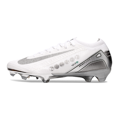 Chuteira Campo Nike Air Zoom Mercurial Vapor 16 Elite FG Branco e Prata