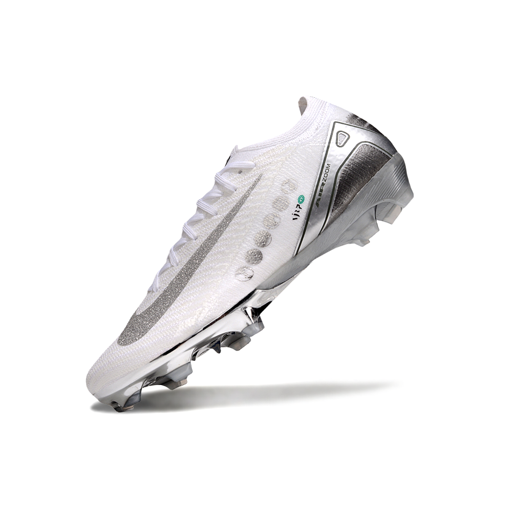 Chuteira Campo Nike Air Zoom Mercurial Vapor 16 Elite FG Branco e Prata