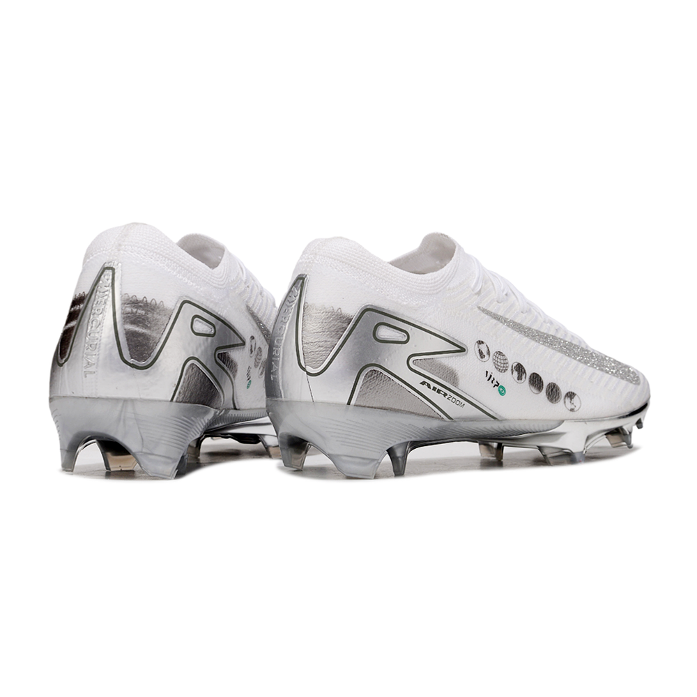 Chuteira Campo Nike Air Zoom Mercurial Vapor 16 Elite FG Branco e Prata