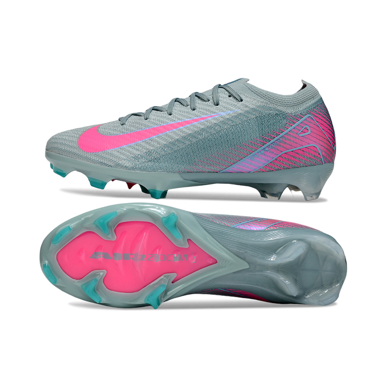 Chuteira Campo Nike Air Zoom Mercurial Vapor 16 Elite FG Azul e Rosa
