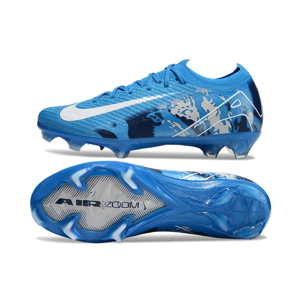 Chuteira Campo Nike Air Zoom Mercurial Vapor 16 Elite FG Azul e Branco