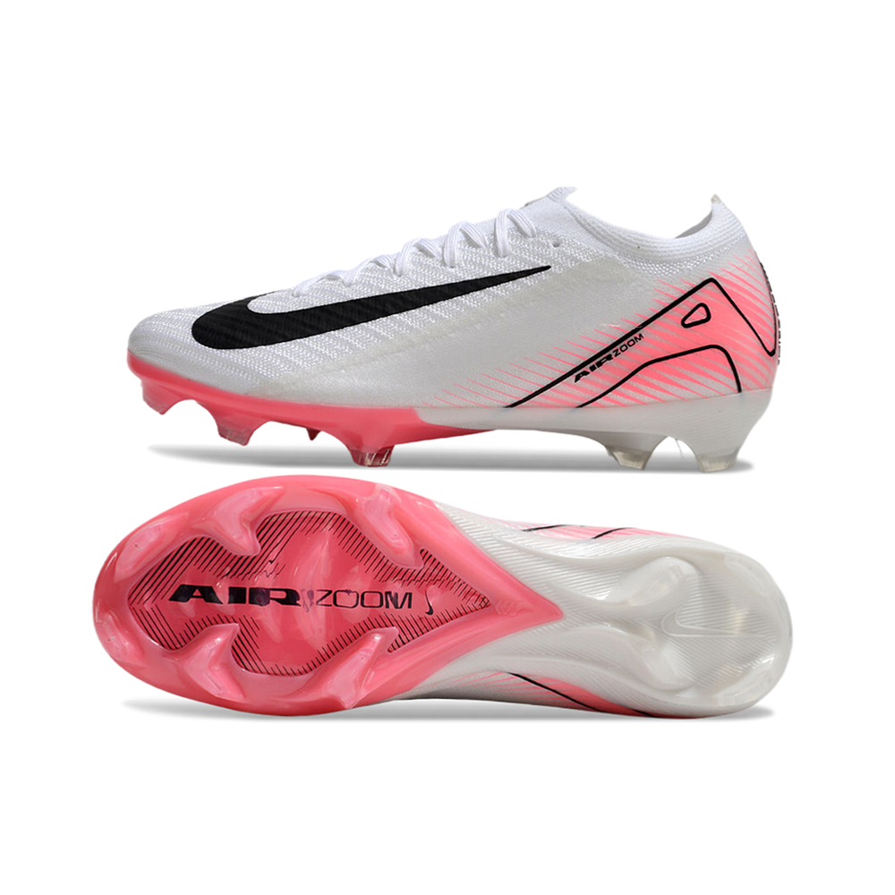 Chuteira Campo Nike Air Zoom Mercurial Vapor 16 Elite FG Branco e Rosa