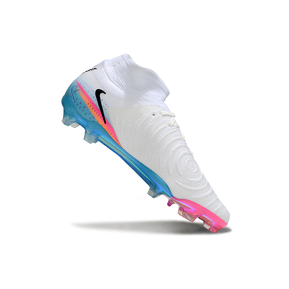 Chuteira Campo Nike Phantom Luna 2 Elite FG Branco, Rosa e Azul