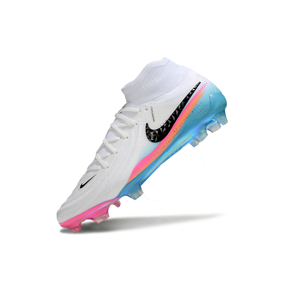 Chuteira Campo Nike Phantom Luna 2 Elite FG Branco, Rosa e Azul