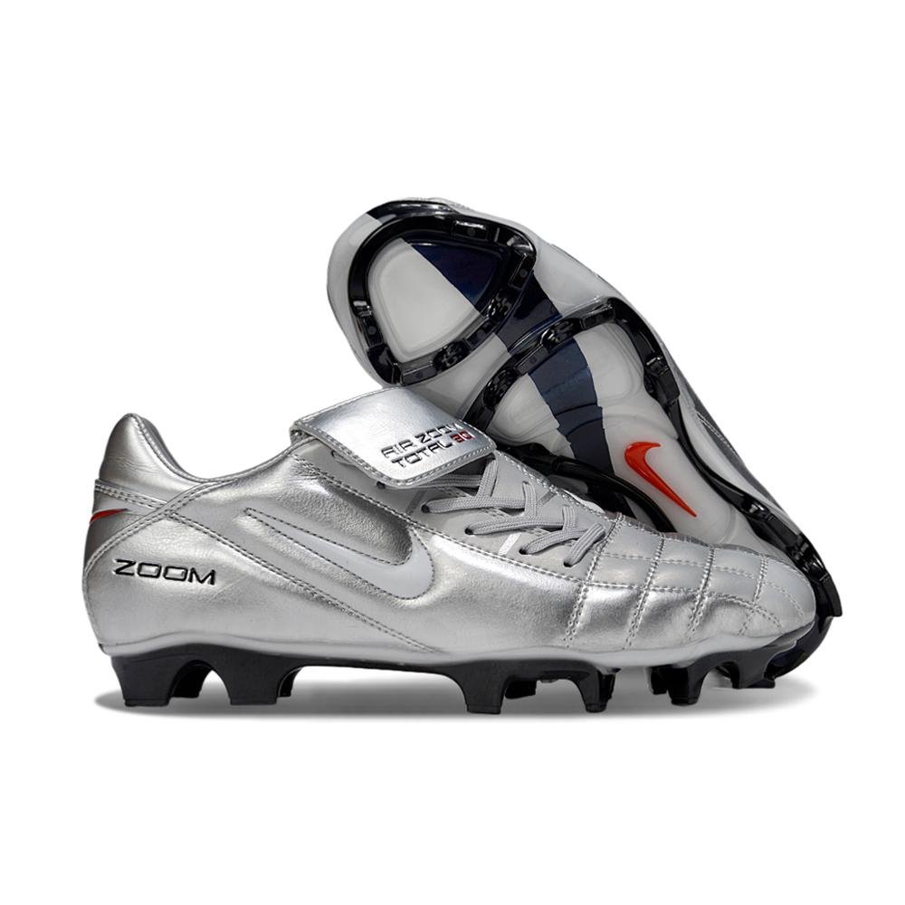 Chuteira Campo Nike Total 90 FG Prata, Branco, Vermelho e Preto
