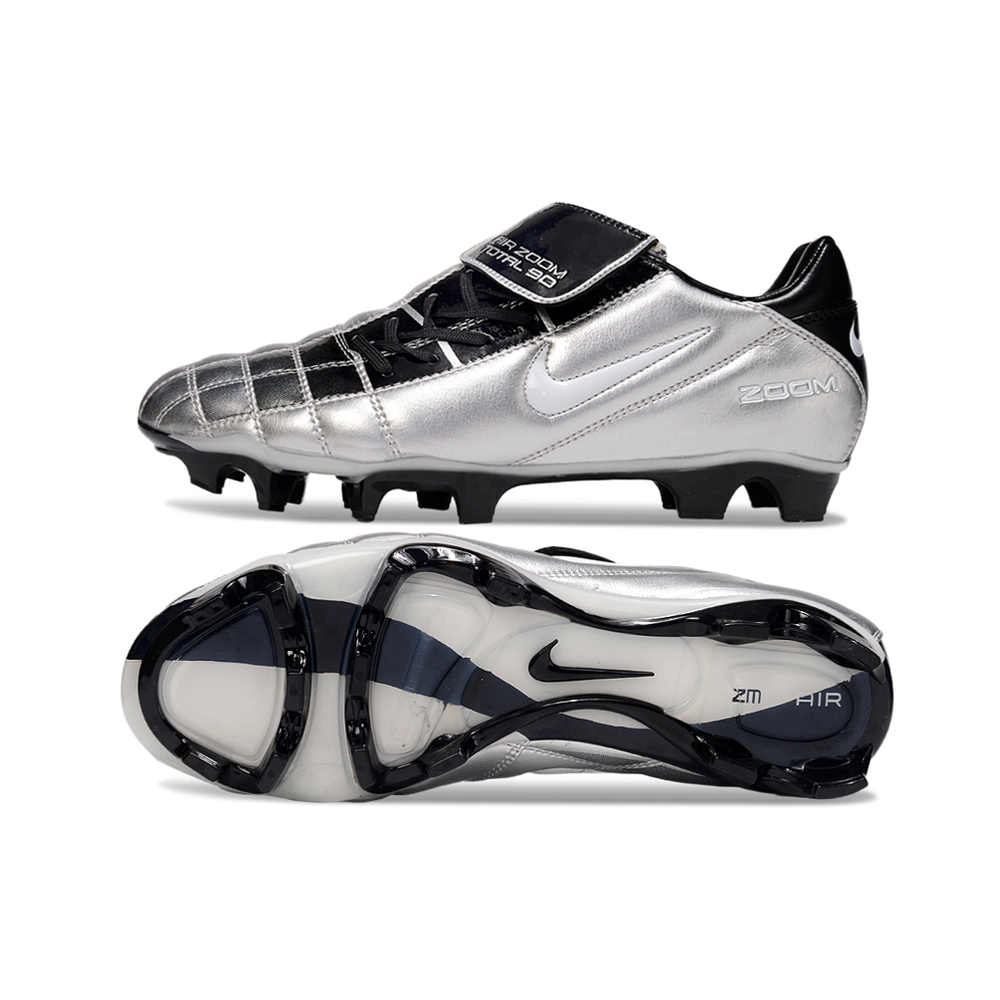 Chuteira Campo Nike Total 90 FG Prata e Preto