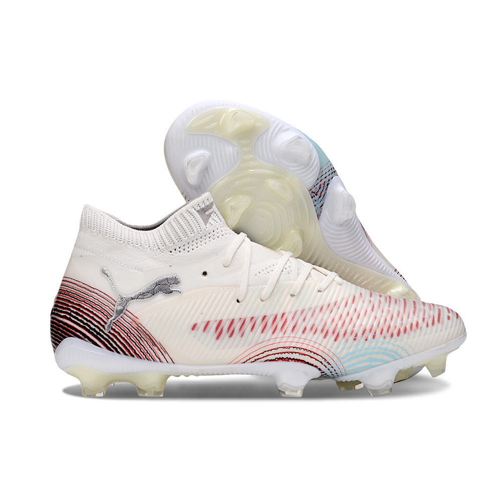 Chuteira Campo Puma Future 8 FG Branco e Vermelho