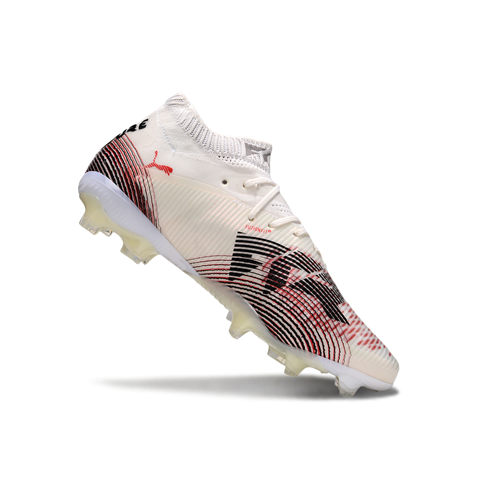 Chuteira Campo Puma Future 8 FG Branco e Vermelho
