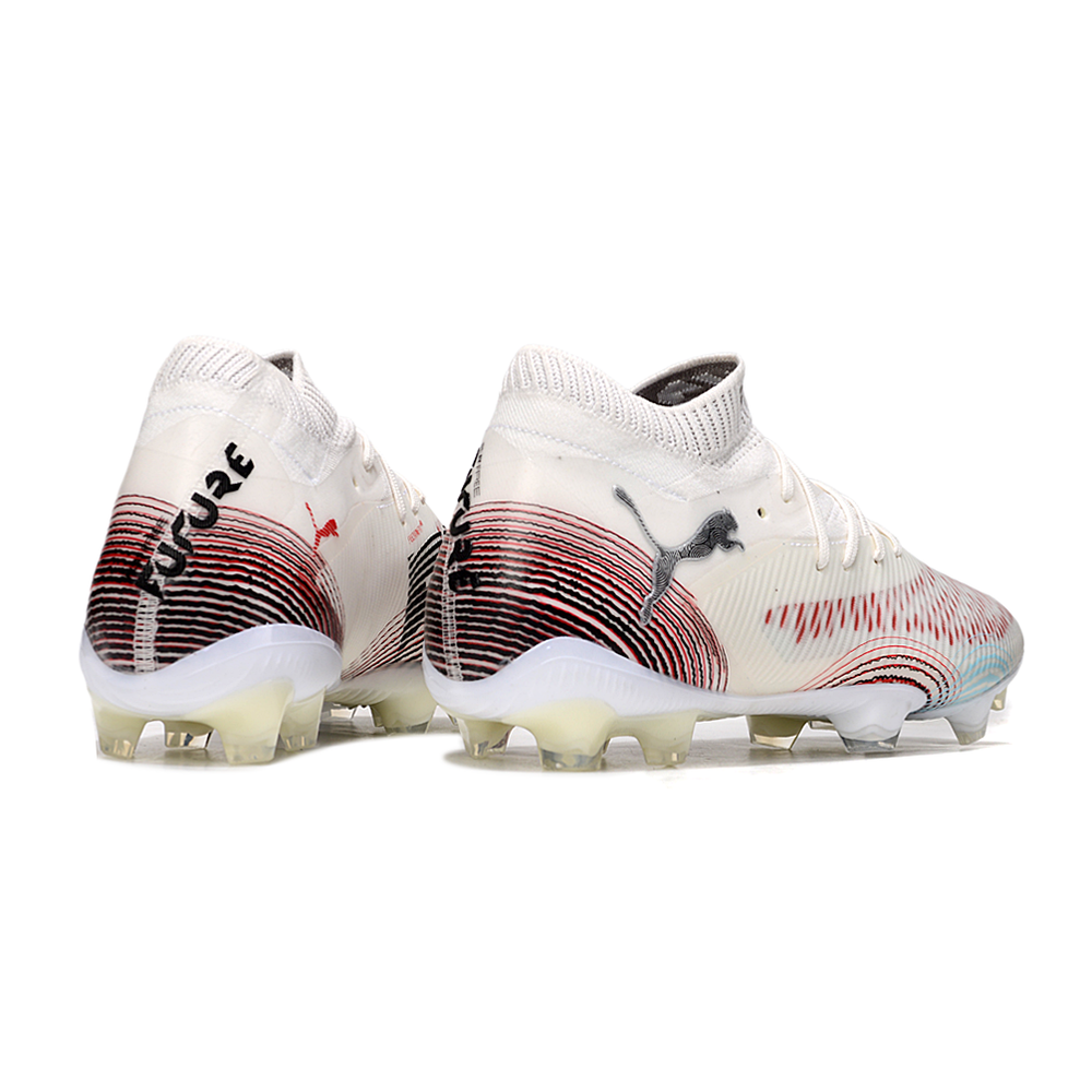 Chuteira Campo Puma Future 8 FG Branco e Vermelho