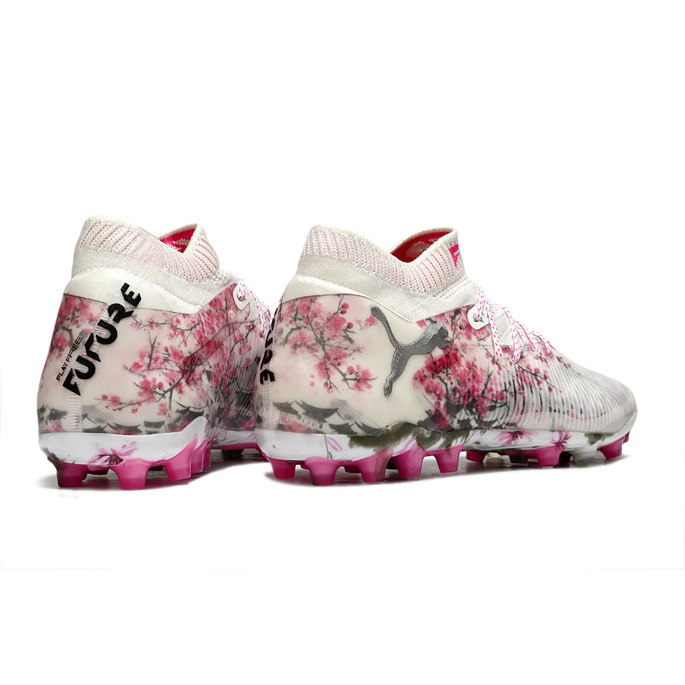 Chuteira Society Puma Future 8 MG Rosa e Branco