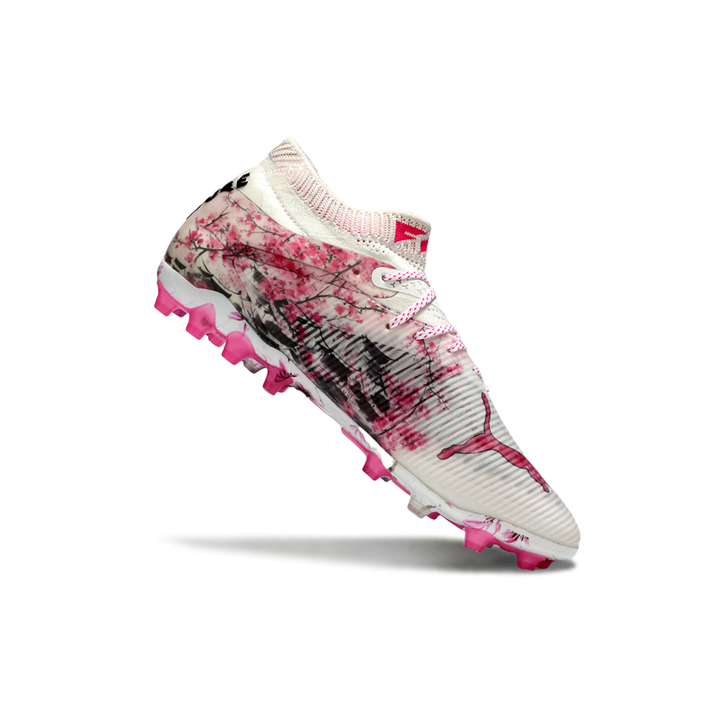 Chuteira Society Puma Future 8 MG Rosa e Branco
