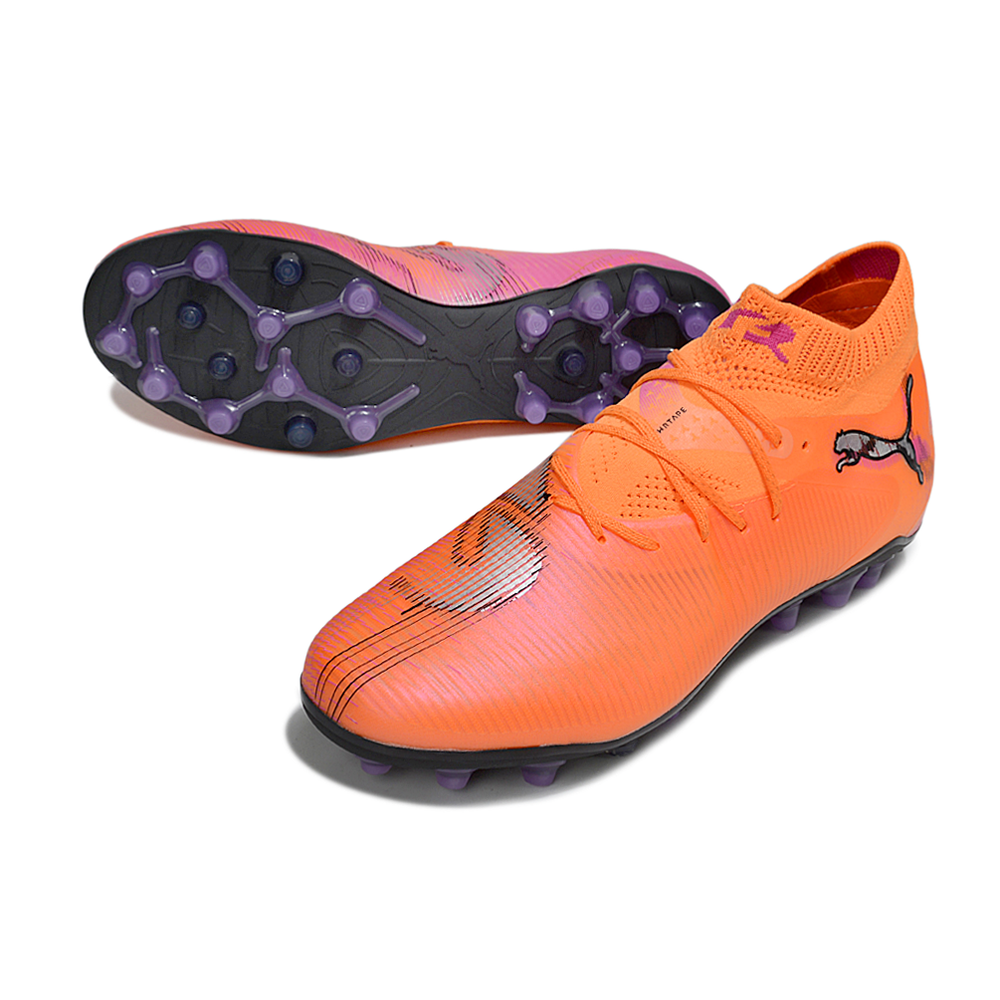 Chuteira Society Puma Future 8 MG Laranja e Roxo