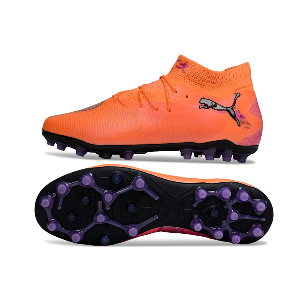 Chuteira Society Puma Future 8 MG Laranja e Roxo