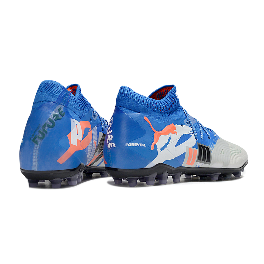 Chuteira Society Puma Future 8 MG Azul e Cinza