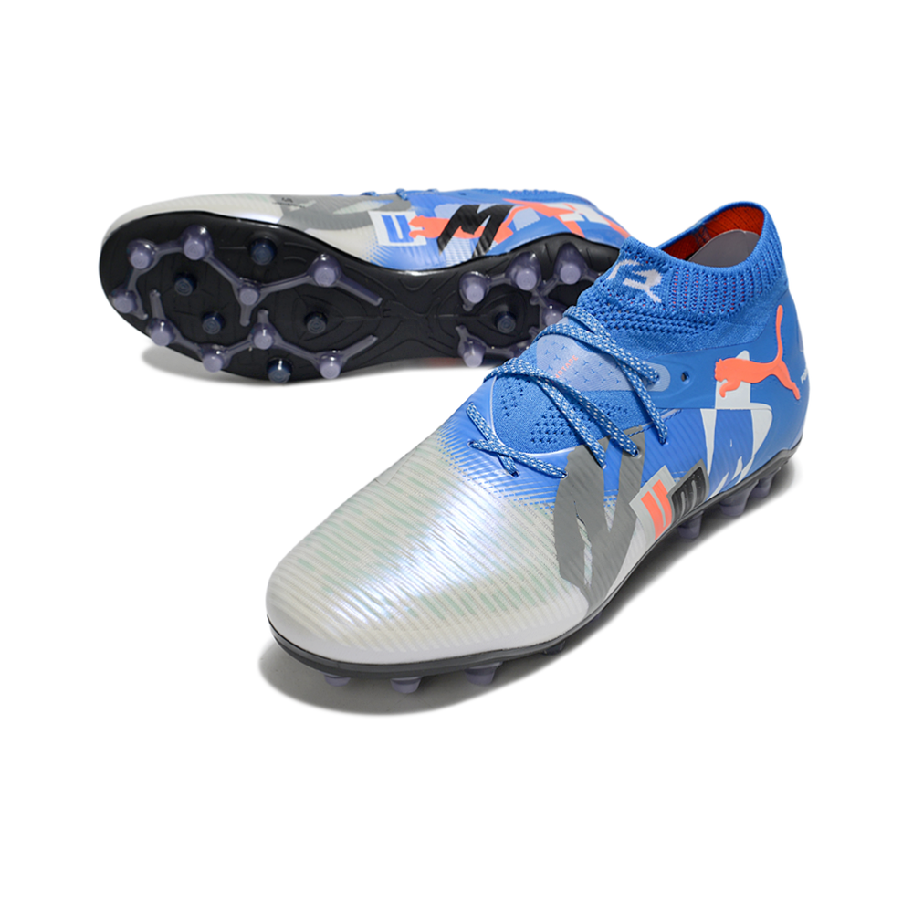 Chuteira Society Puma Future 8 MG Azul e Cinza