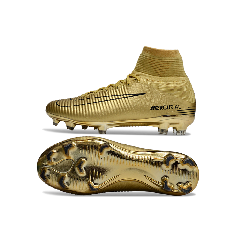 Chuteira Campo Nike Retrô Mercurial Superfly 5 Dourado