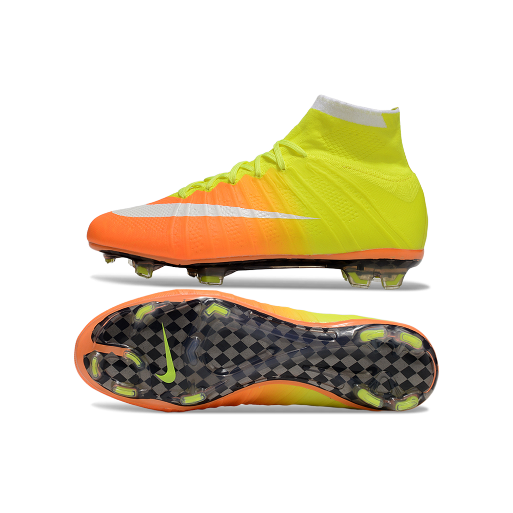 Chuteira Campo Nike Retrô Mercurial Superfly 4 FG Amarelo e Laranja