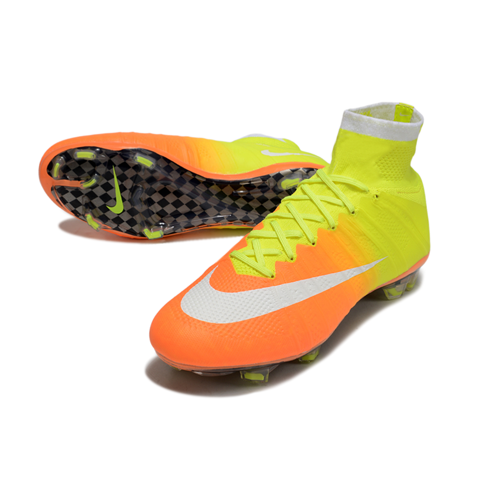Chuteira Campo Nike Retrô Mercurial Superfly 4 FG Amarelo e Laranja