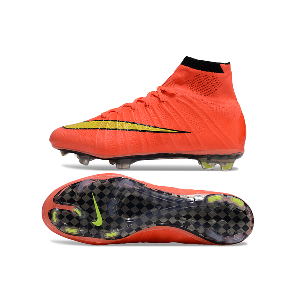 Chuteira Campo Nike Retrô Mercurial Superfly 4 FG Vermelho e Amarelo