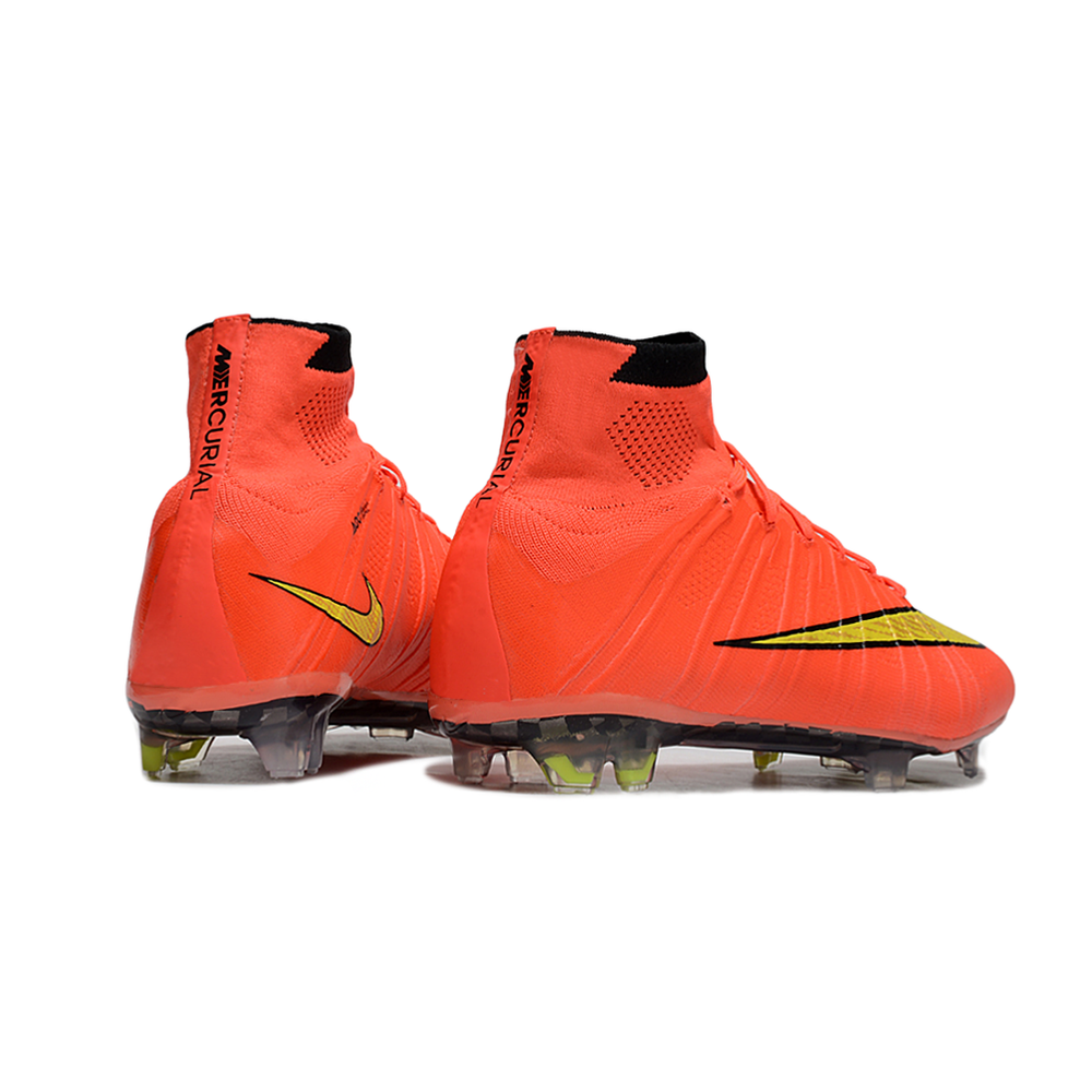 Chuteira Campo Nike Retrô Mercurial Superfly 4 FG Vermelho e Amarelo