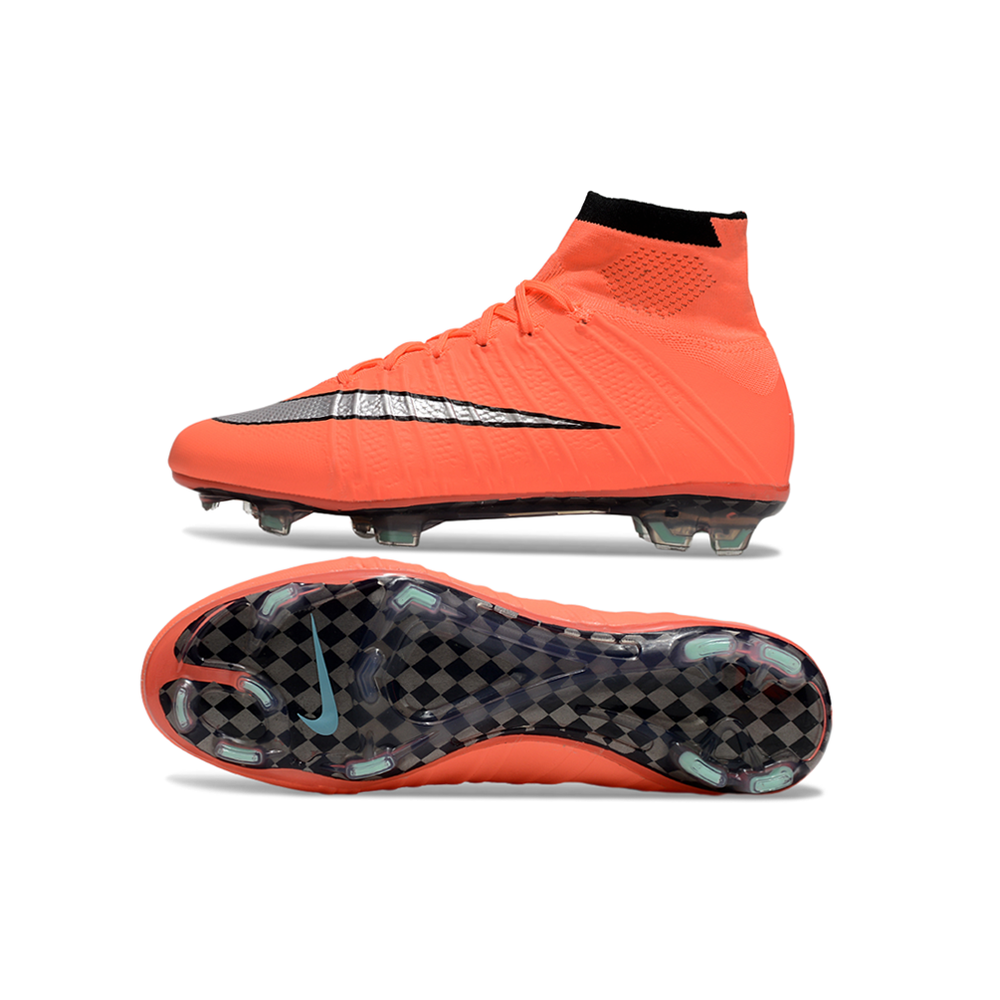 Chuteira Campo Nike Retrô Mercurial Superfly 4 FG Vermelho e Prata