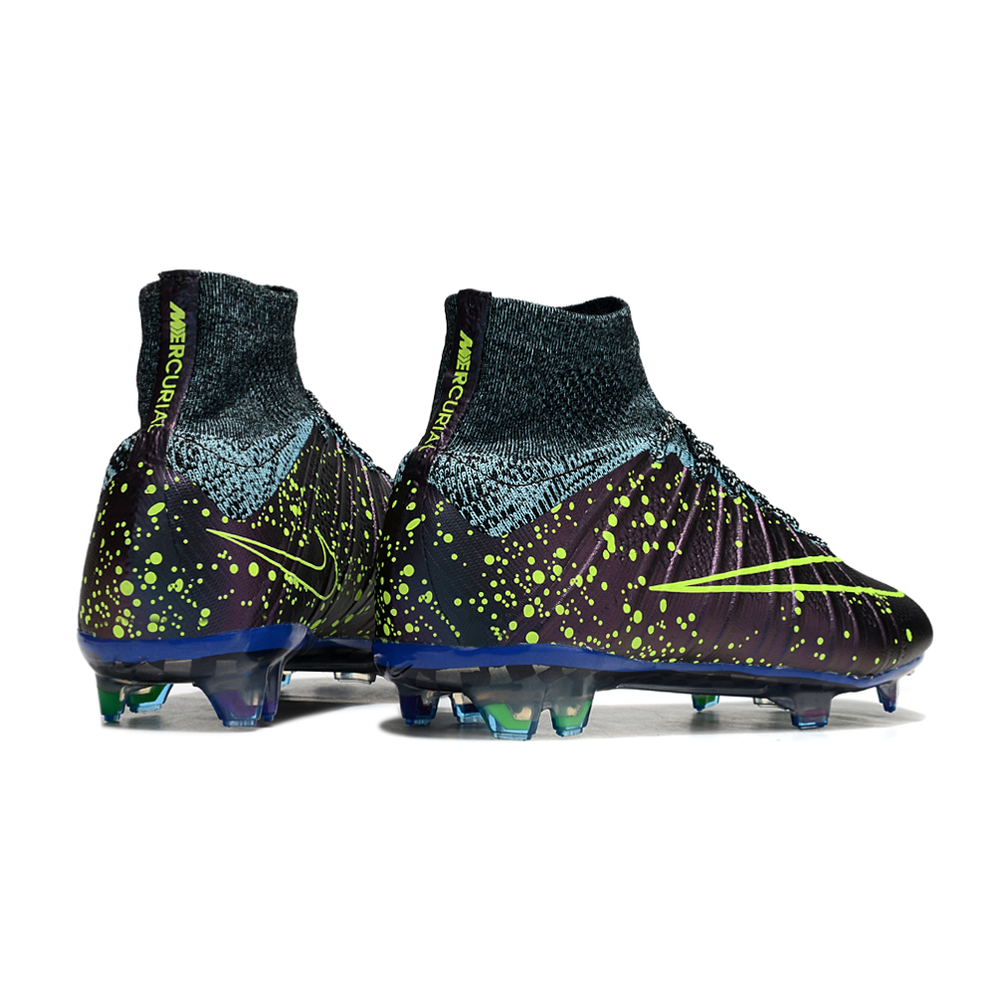 Chuteira Campo Nike Retrô Mercurial Superfly 4 FG Roxo e Verde