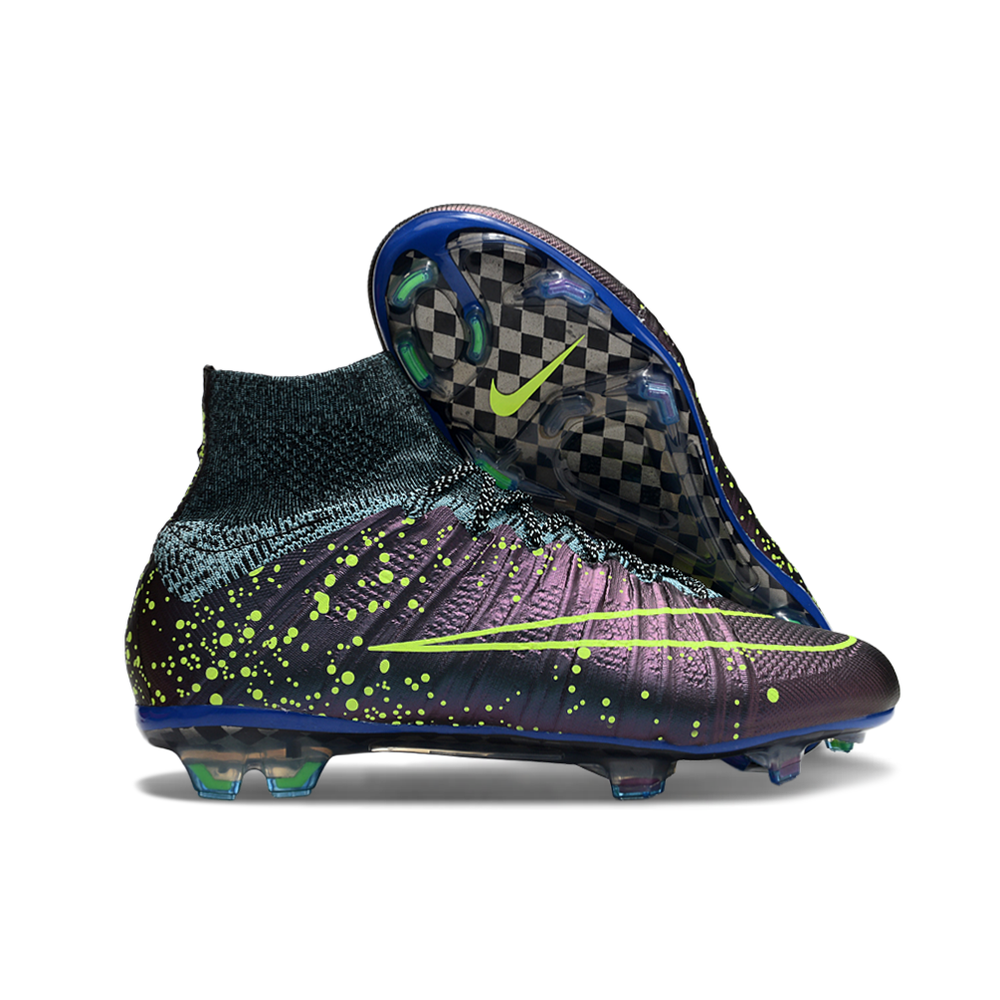Chuteira Campo Nike Retrô Mercurial Superfly 4 FG Roxo e Verde