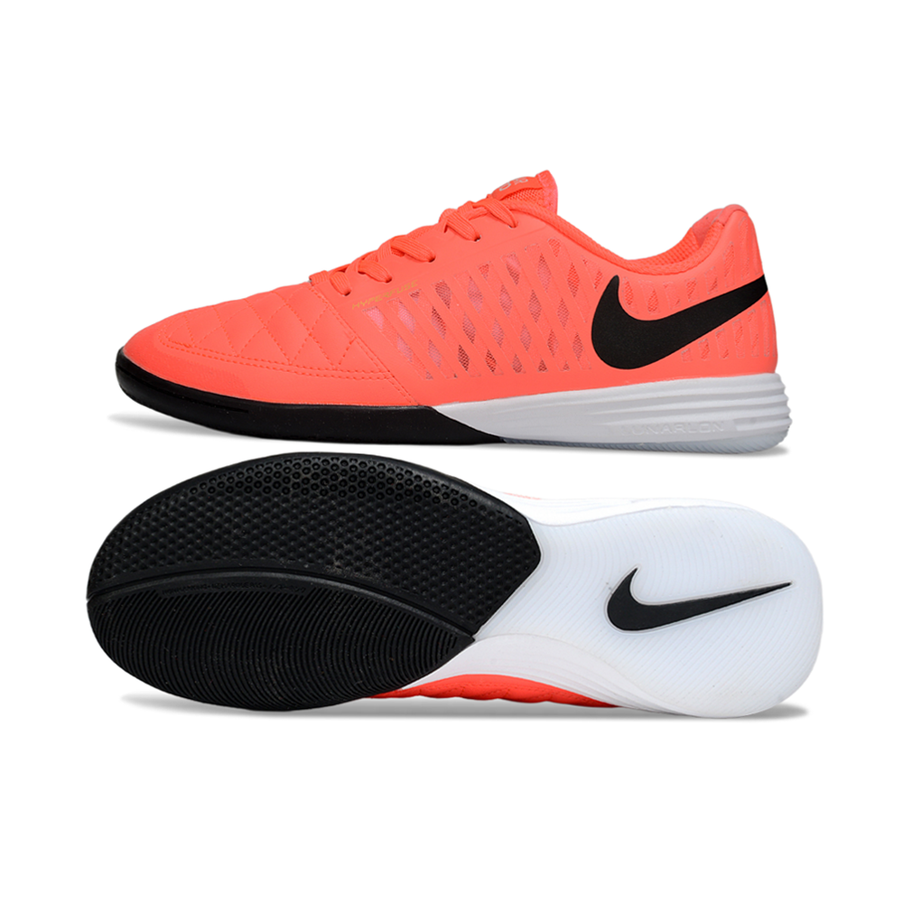 Chuteira Futsal Nike Lunar Gato II IC Laranja, Branco e Preto