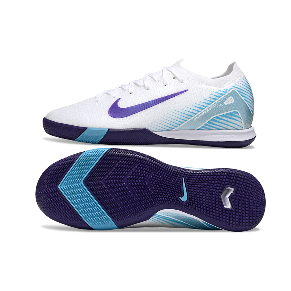Chuteira Futsal Nike Air Zoom Mercurial Vapor 16 Elite IC Branco, Azul e Roxo
