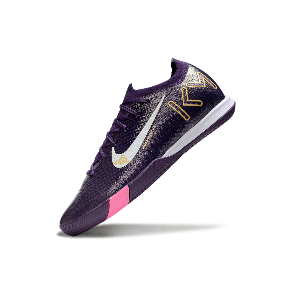 Chuteira Futsal Nike Air Zoom Mercurial Vapor 16 Elite IC Roxo, Dourado, Branco e Rosa