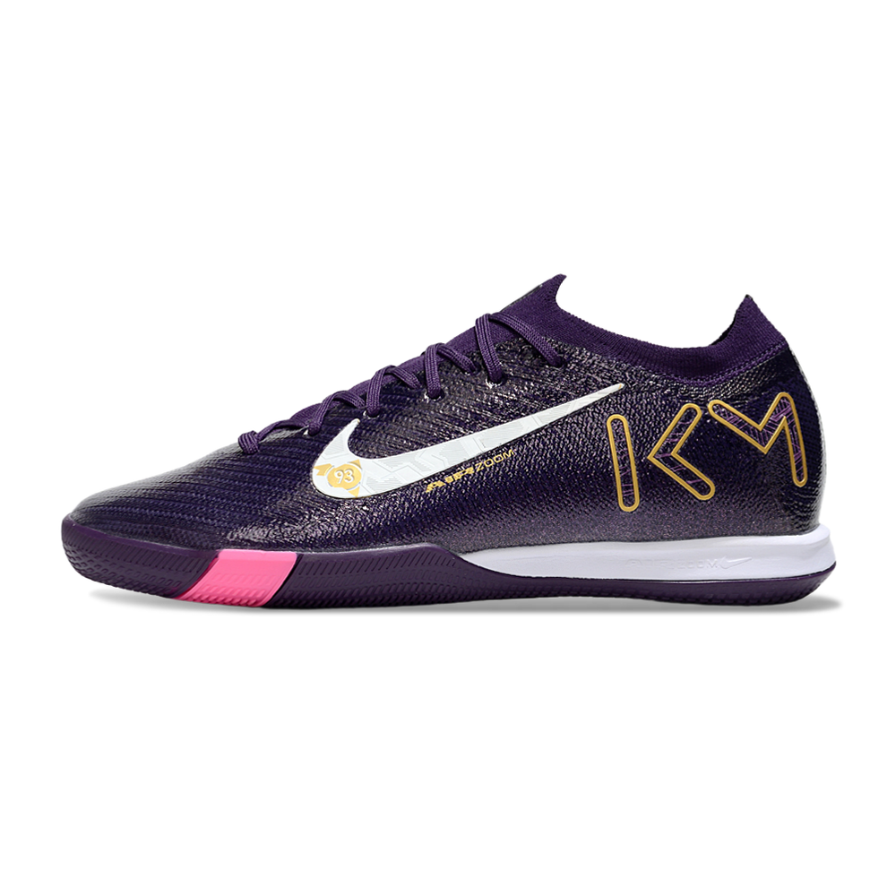 Chuteira Futsal Nike Air Zoom Mercurial Vapor 16 Elite IC Roxo, Dourado, Branco e Rosa