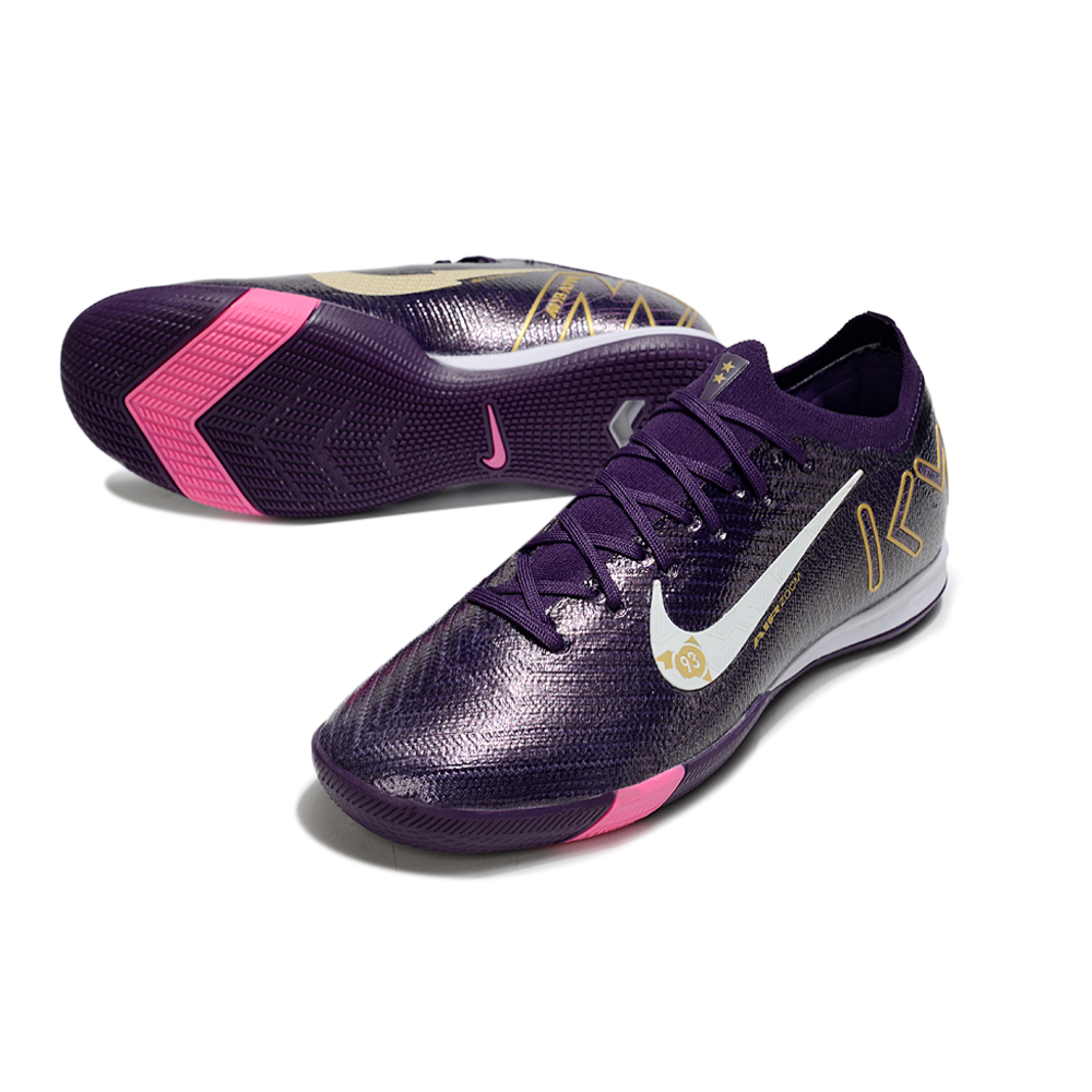 Chuteira Futsal Nike Air Zoom Mercurial Vapor 16 Elite IC Roxo, Dourado, Branco e Rosa