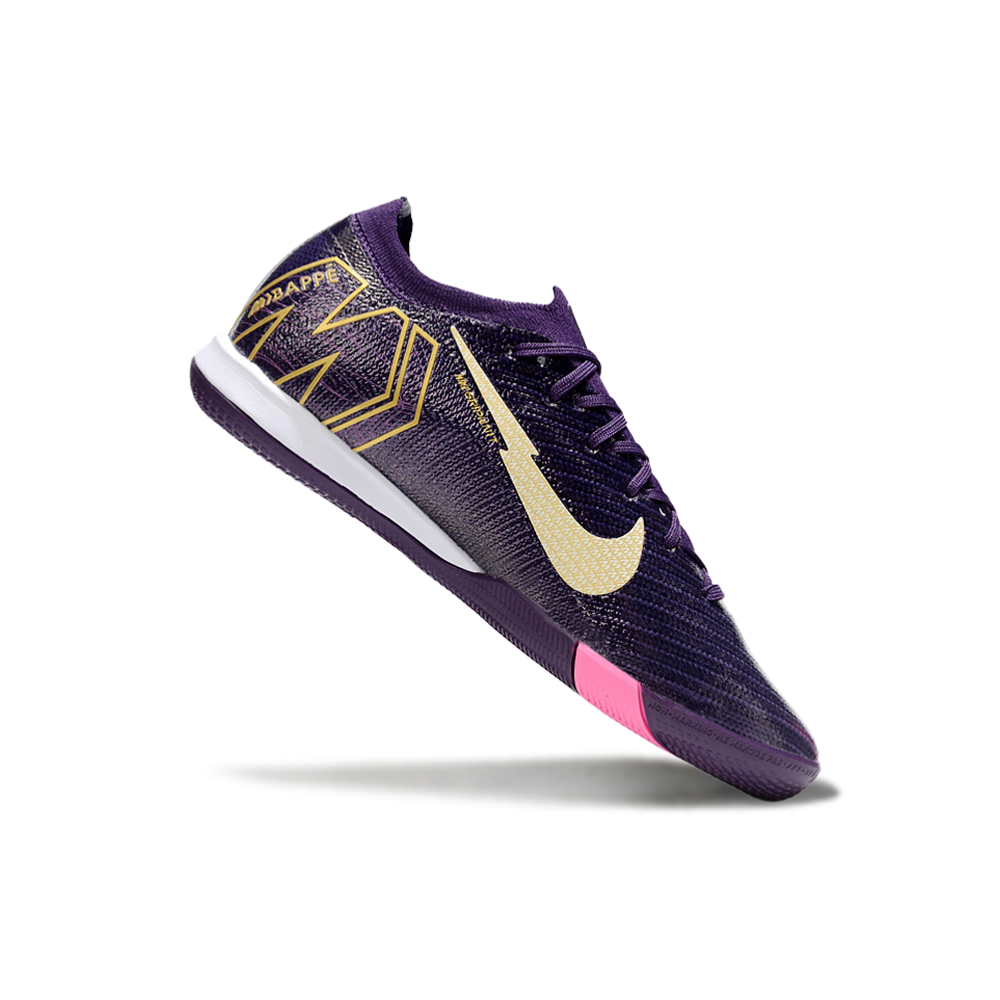 Chuteira Futsal Nike Air Zoom Mercurial Vapor 16 Elite IC Roxo, Dourado, Branco e Rosa