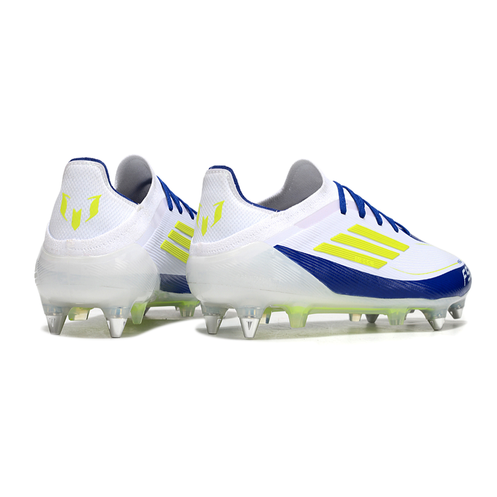 Chuteira Campo Adidas F50 Ponta de Aluminio Branco, Amarelo e Azul