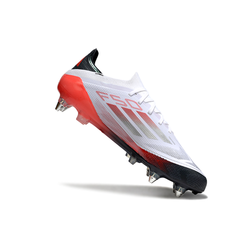 Chuteira Campo Adidas F50 Ponta de Aluminio Branco, Vermelho e Preto