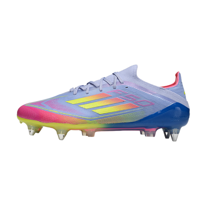 Chuteira Campo Adidas F50 Ponta de Aluminio Roxo, Azul, Rosa e Amarelo
