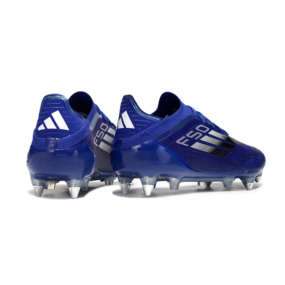 Chuteira Campo Adidas F50 Ponta de Aluminio Azul, Branco e Preto