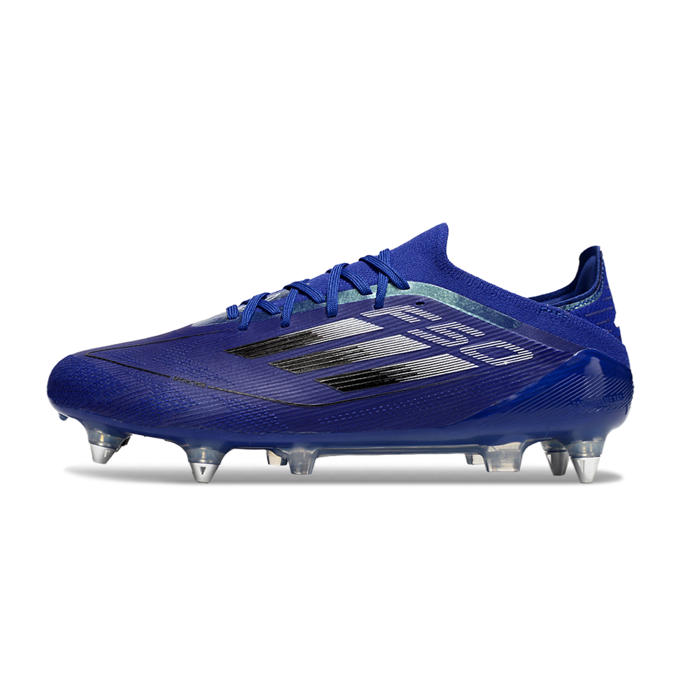 Chuteira Campo Adidas F50 Ponta de Aluminio Azul, Branco e Preto