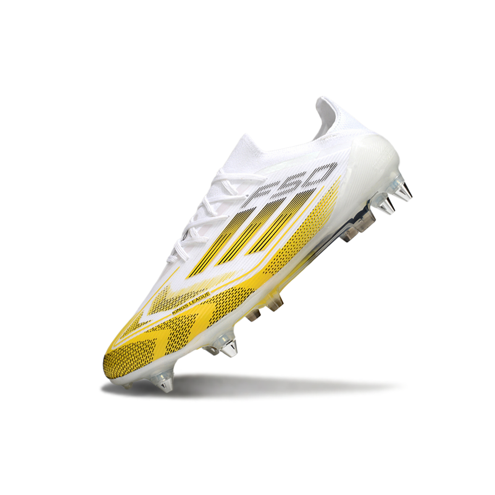 Chuteira Campo Adidas F50 Ponta de Aluminio Branco e Amarelo