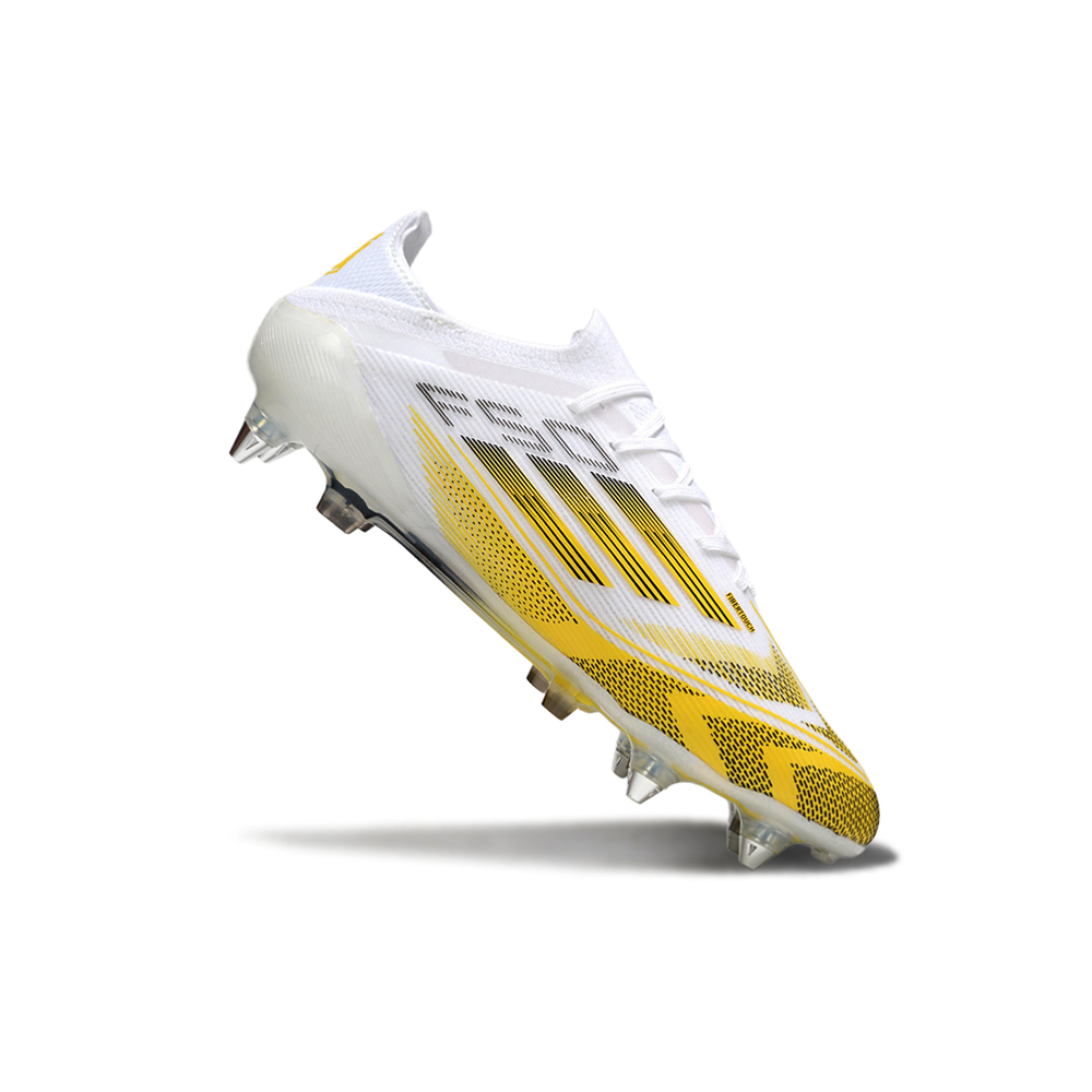 Chuteira Campo Adidas F50 Ponta de Aluminio Branco e Amarelo