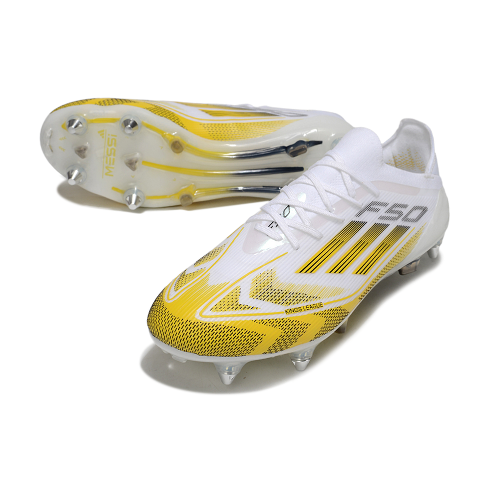 Chuteira Campo Adidas F50 Ponta de Aluminio Branco e Amarelo