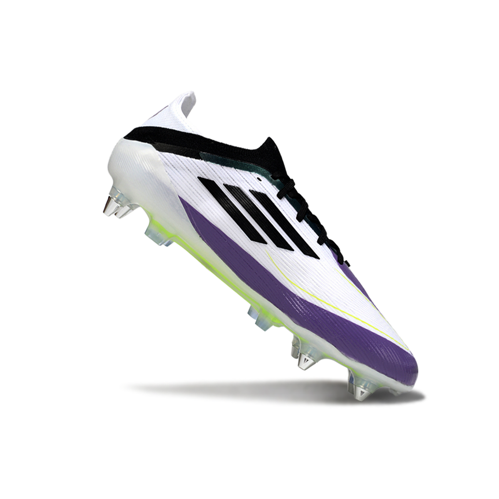 Chuteira Campo Adidas F50 Ponta de Aluminio Branco, Roxo e Preto