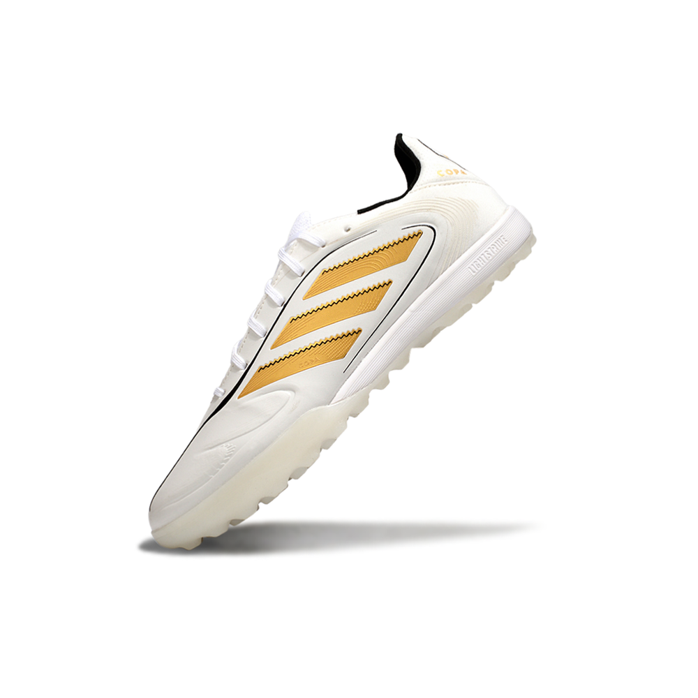 Chuteira Society Adidas Copa Pure.2 TF Branco e Dourado