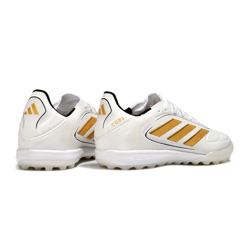 Chuteira Society Adidas Copa Pure.2 TF Branco e Dourado