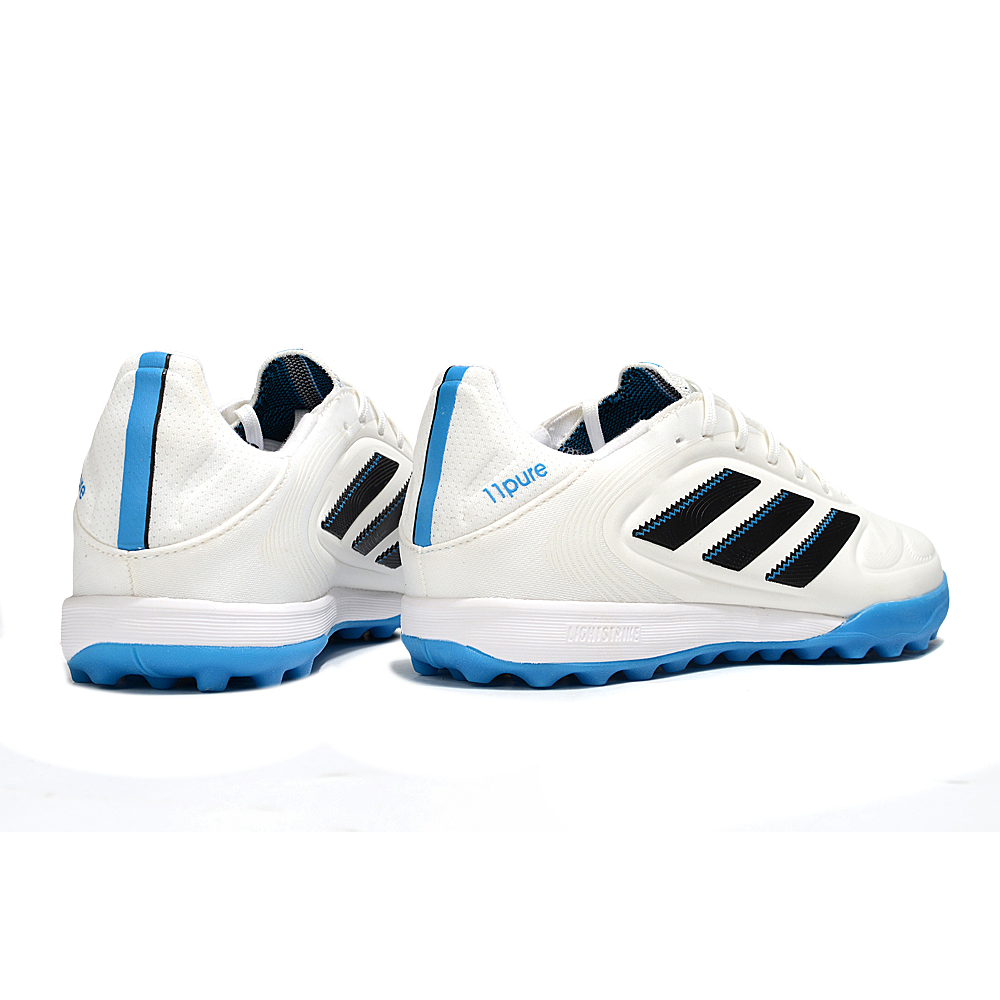 Chuteira Society Adidas Copa Pure.2 TF Branco, Preto e Azul