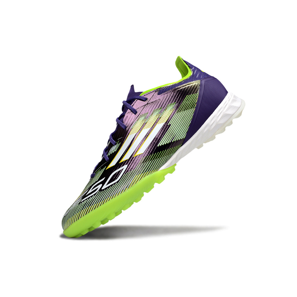 Chuteira Society Adidas F50 TF Roxa e Verde
