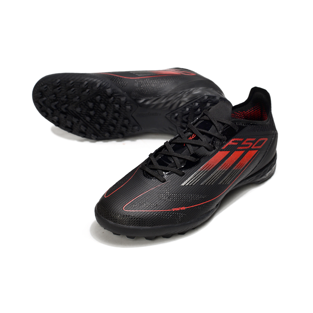 Chuteira Society Adidas F50 TF Preto e Vermelho